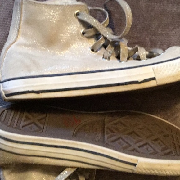 CONVERSE ALL STARS WOMEN’S SIZE SIZE 4. SPARKLY TAN - Picture 8 of 9